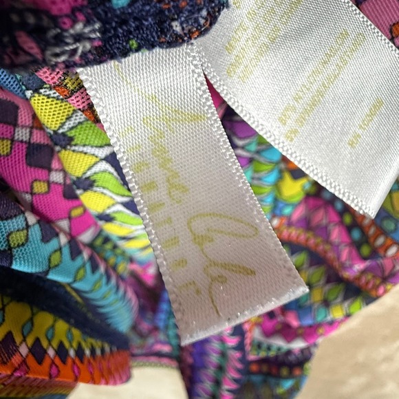 Anne Cole Colorful Sheer Ruched Geometric Print Swimsuit Cover Up Dress Size‎ S - Picture 5 of 8